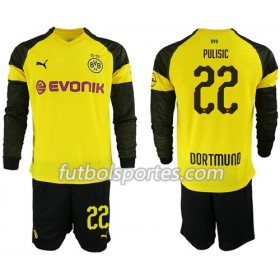 Camisetas Borussia Dortmund Pulisic 22 Niño Primera Equipacion 2018/2019 Manga Larga